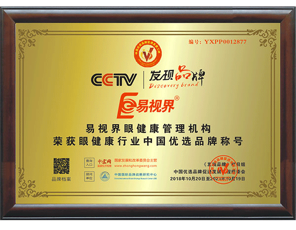 易視界實(shí)業(yè)集團(tuán)被授予“中國(guó)著名品牌”榮譽(yù)稱號(hào)